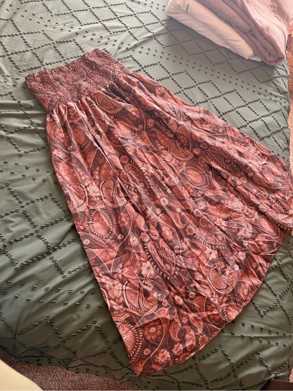 Brown Paisley Boho Maxi Skirt Size Medium